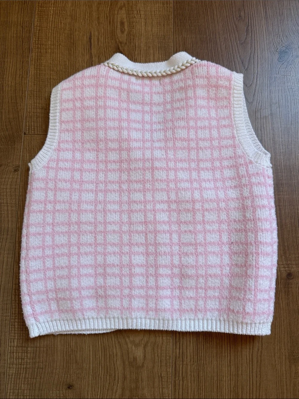 btween Pink & White Knit Vest and Pants Set